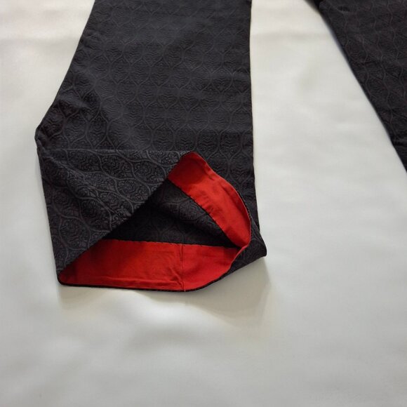 Tahari Faded Black Jaquard Bell Bottom Vintage Pants Sz M Peek A Boo Red Lining - Picture 13 of 14